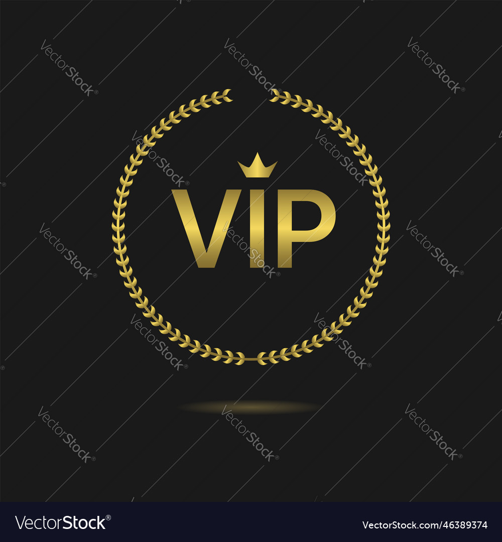 Vip golden laurel wreath label Royalty Free Vector Image