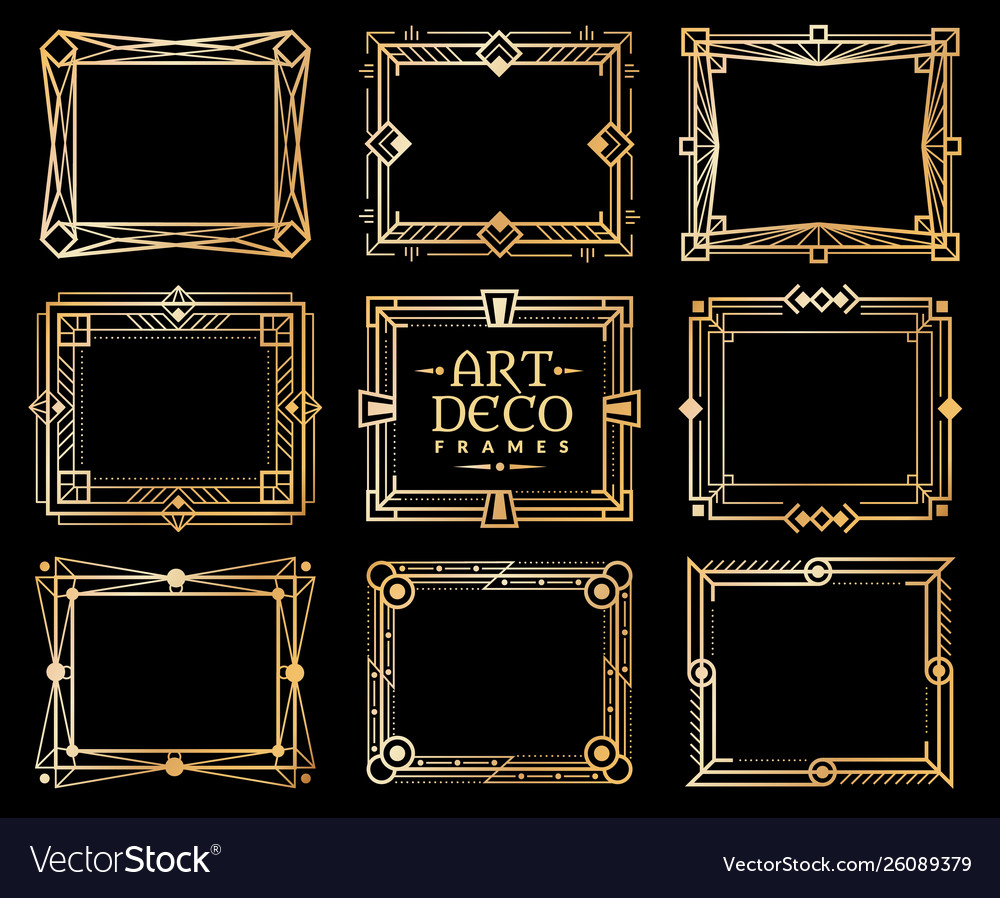 Art deco frames gold gatsby deco frame border Vector Image