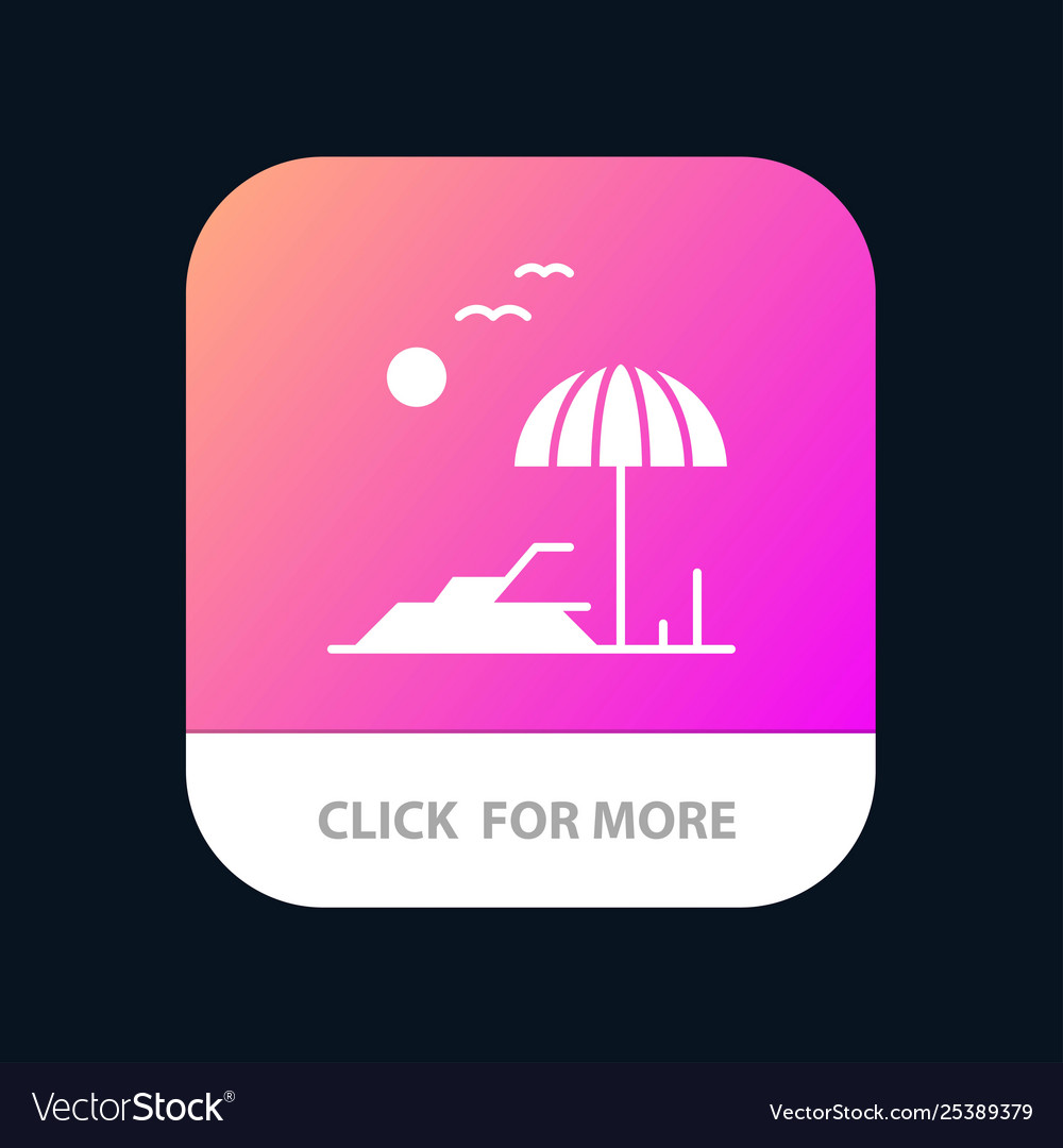 Beach palm tree spring mobile app button android vector image Beach palm tree spring mobile app button android