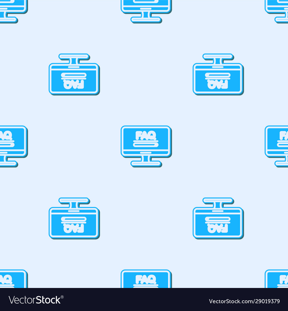 Blue line computer monitor with text faq vector image Blue line computer monitor with text faq