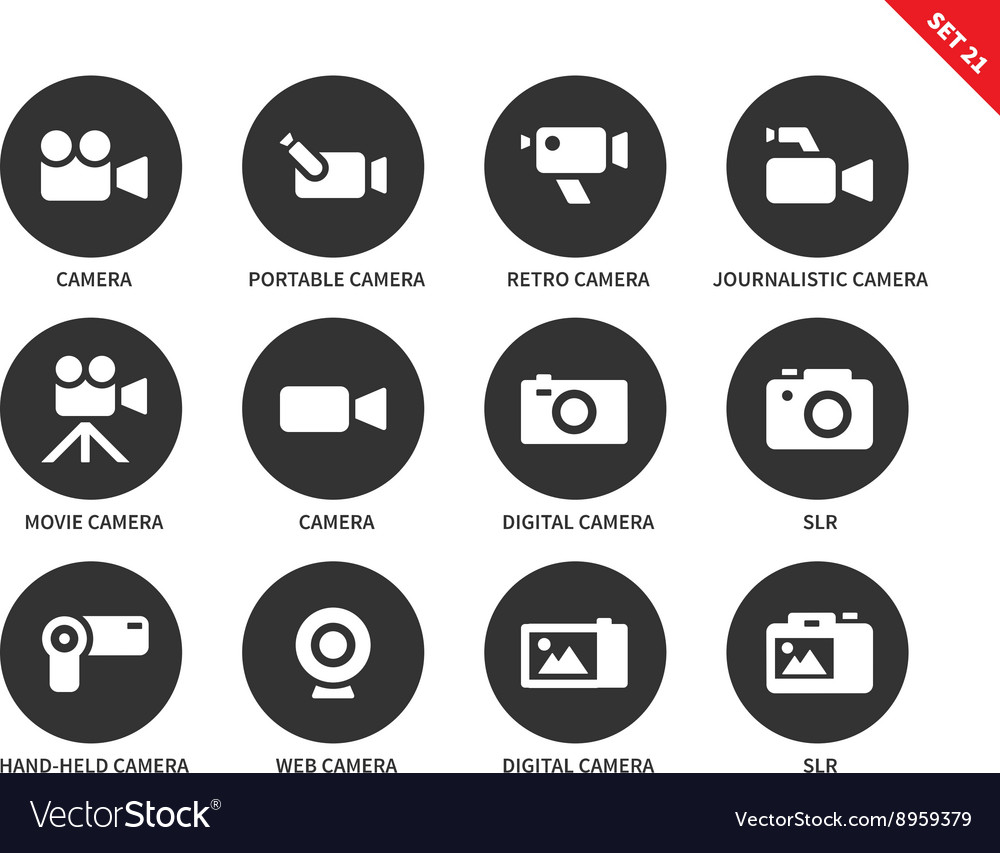 Camera icons on white background
