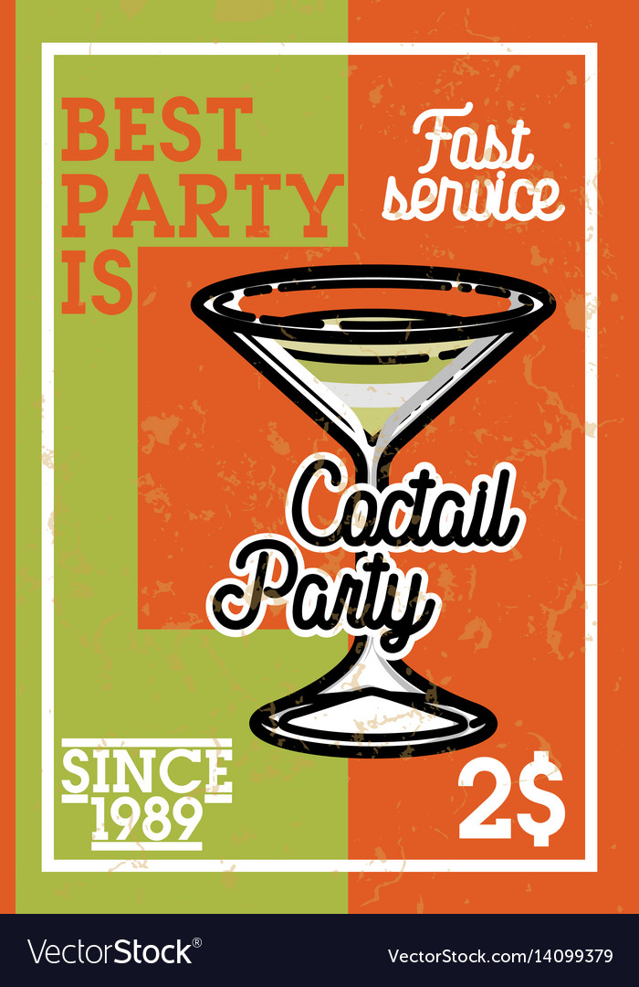 Color Vintage Cocktail Party Banner Royalty Free Vector