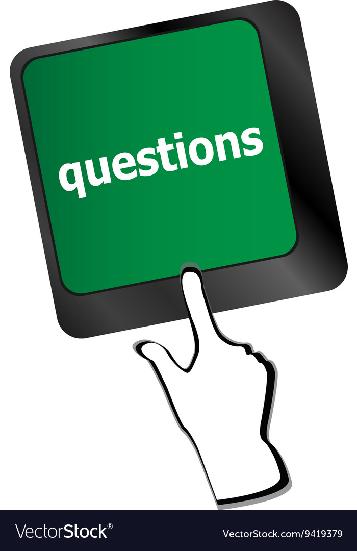 Computer keyboard key with questions closeup