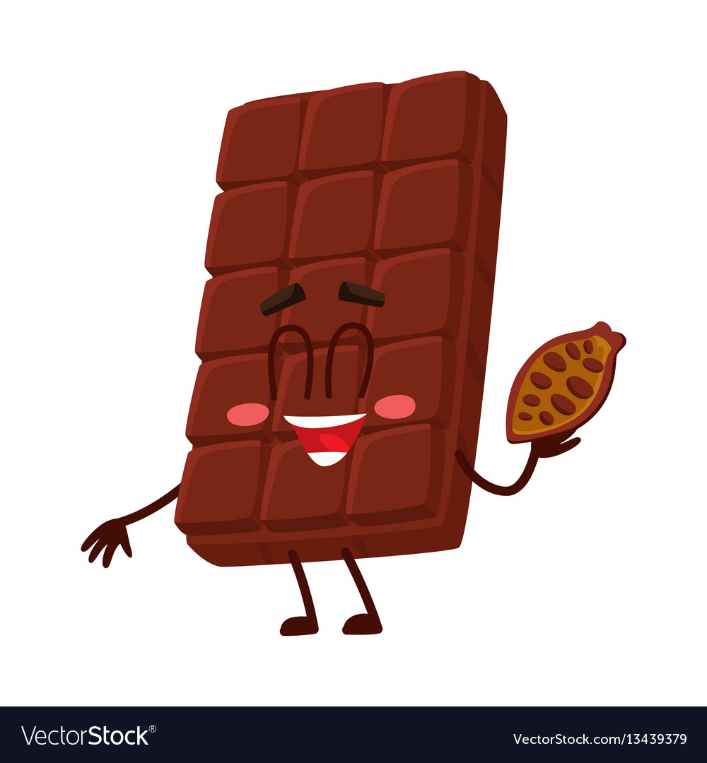 Cute chocolate bar character with funny face