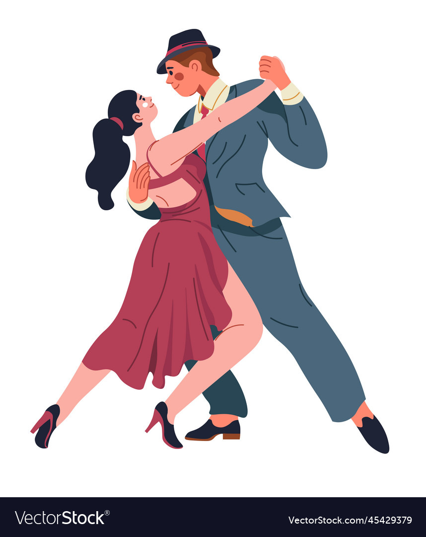 Dancing pair professional tango dancers on stage Vector Image