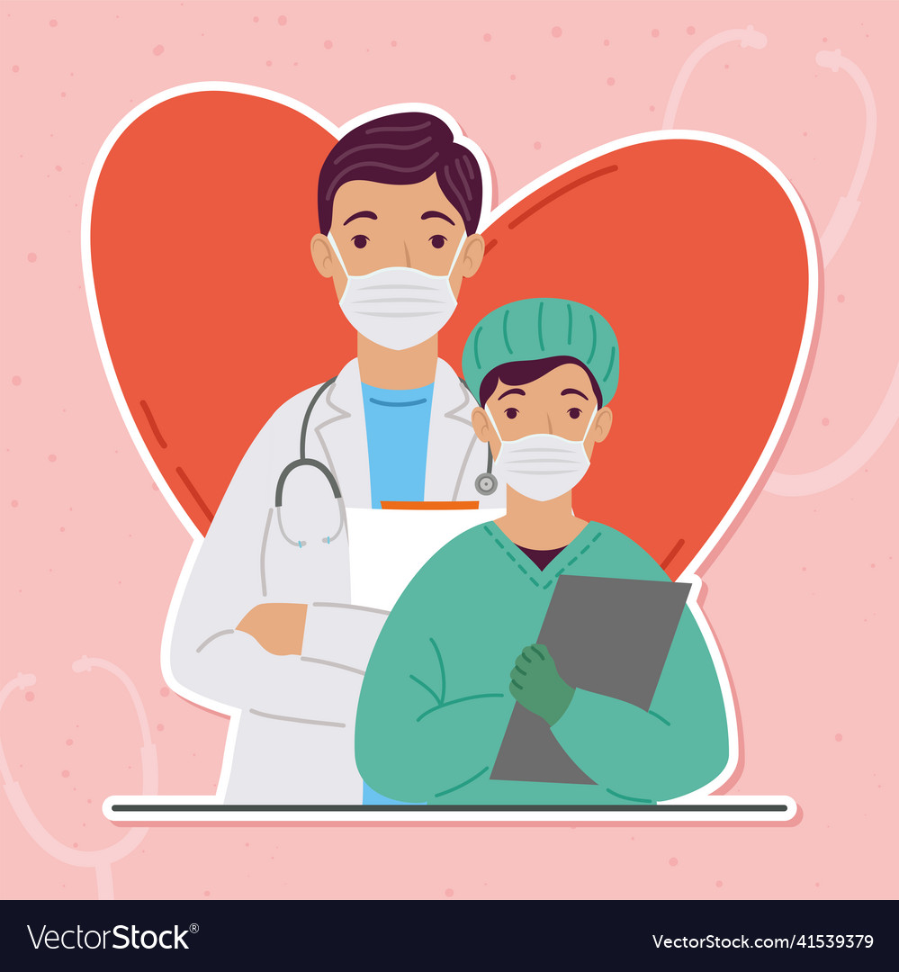 Doctors medical staff in heart Royalty Free Vector Image