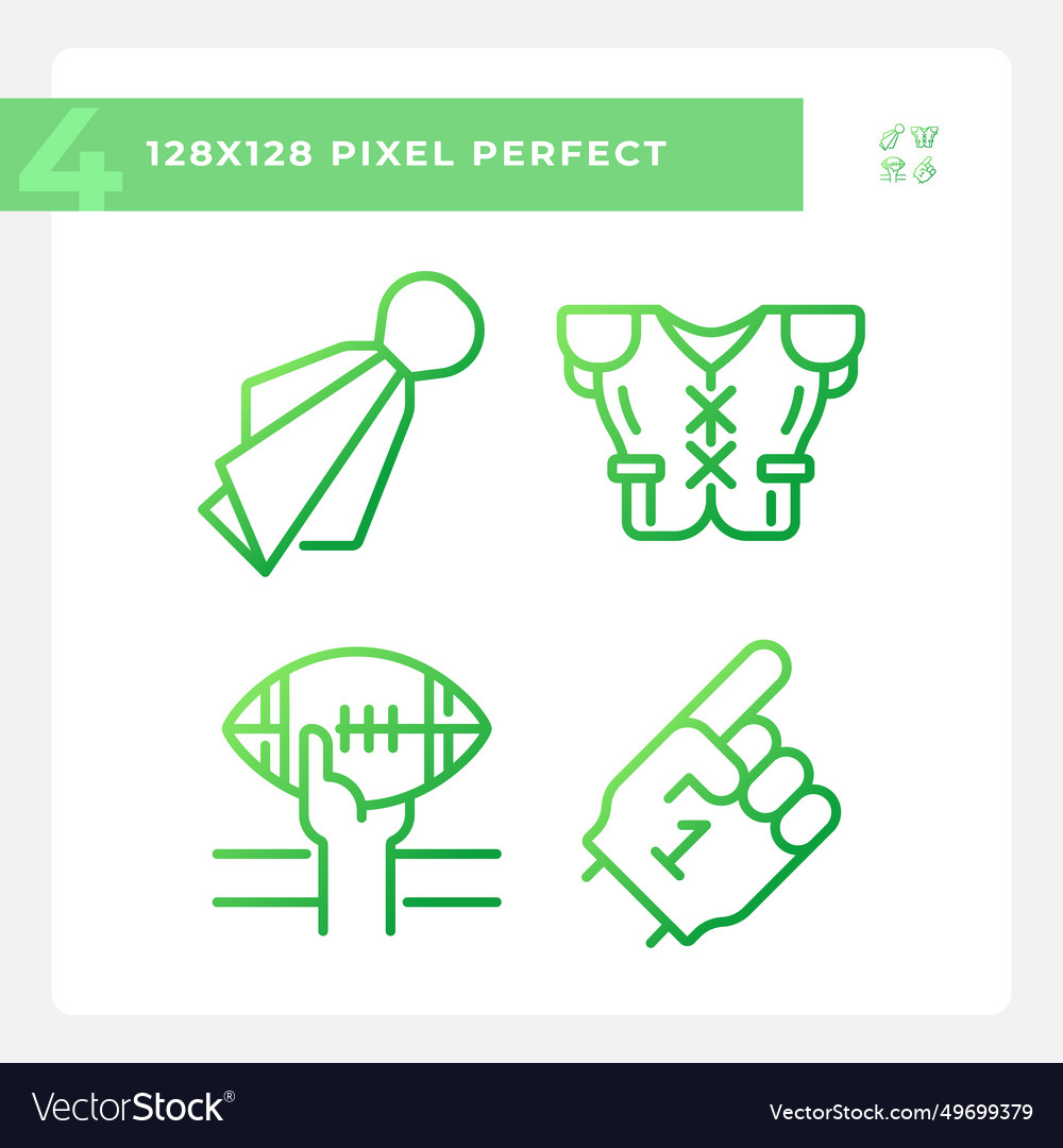 Football game elements gradient linear icons set vector image Football game elements gradient linear icons set
