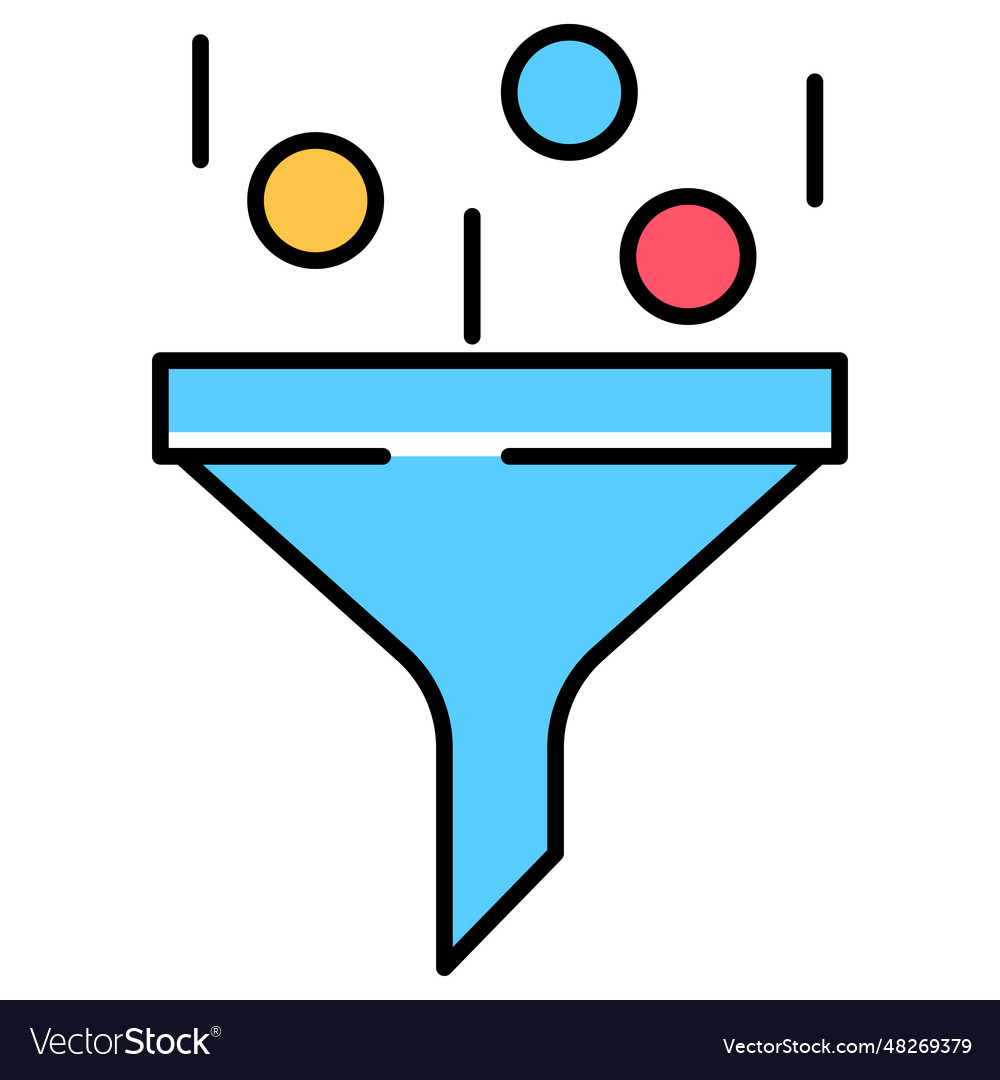 Funnel data filtering line style icon design Vector Image Funnel data filtering line style icon design