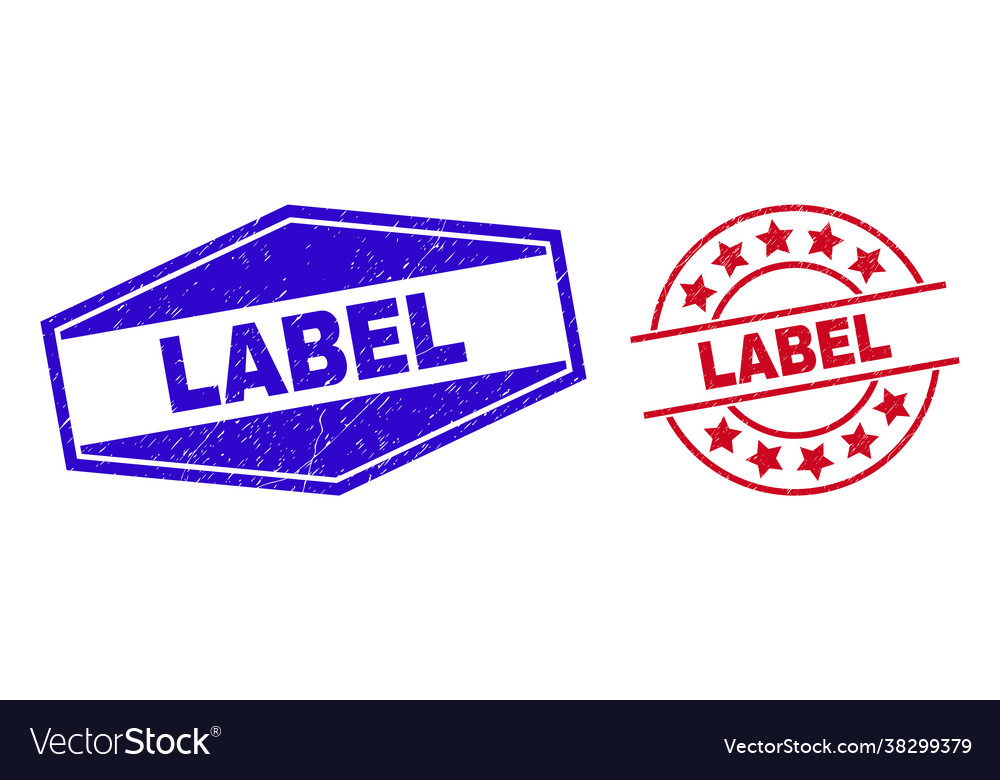 Label corroded badges in circle and hexagonal