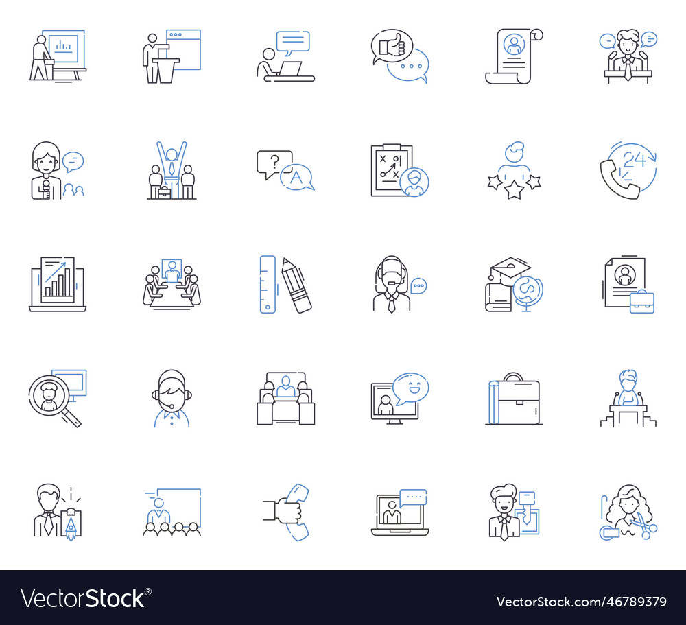 Labor inputs line icons collection workers vector image Labor inputs line icons collection workers