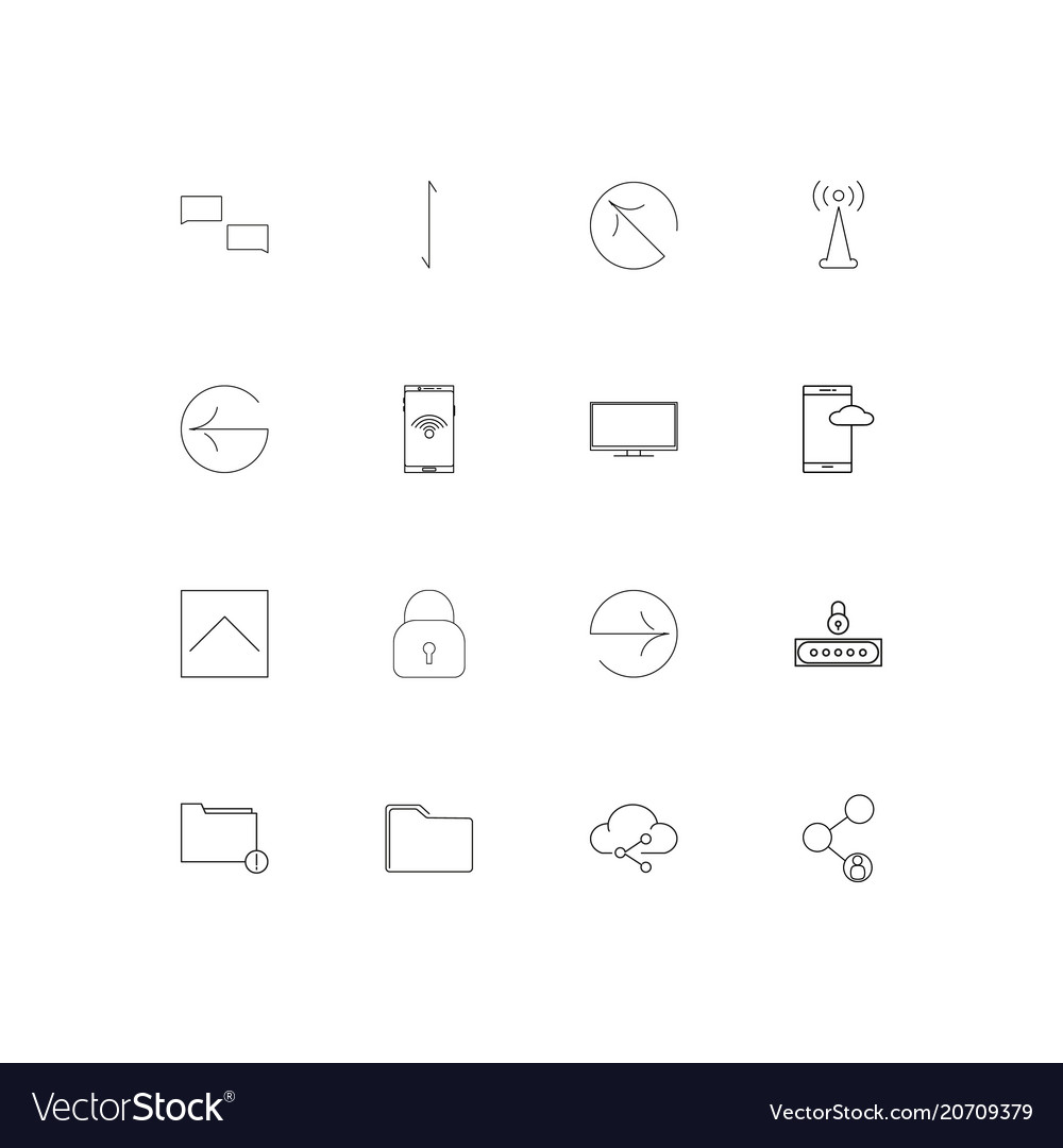 Network and database simple linear icons set