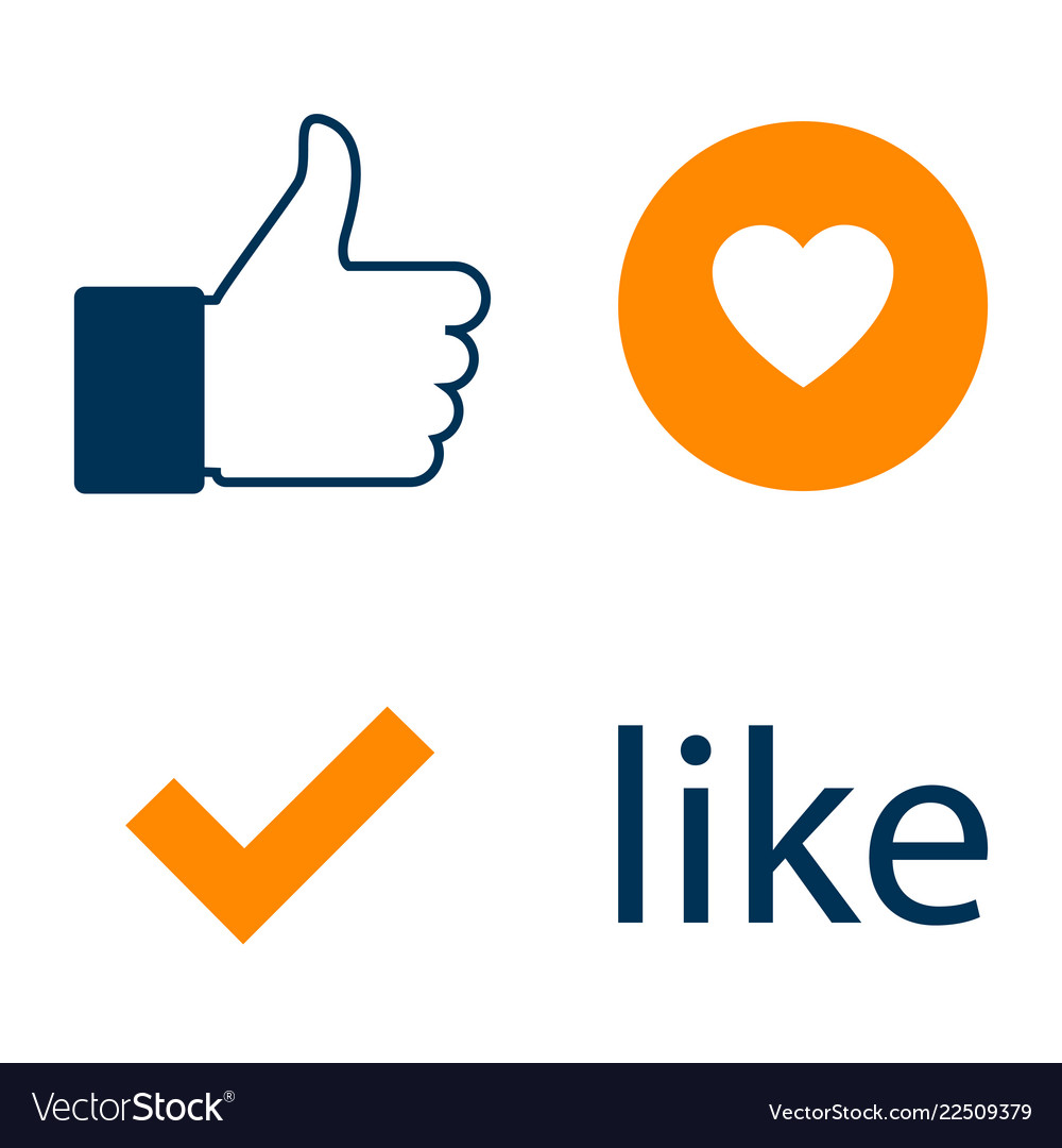 Set like icon counter notification vector image Set like icon counter notification