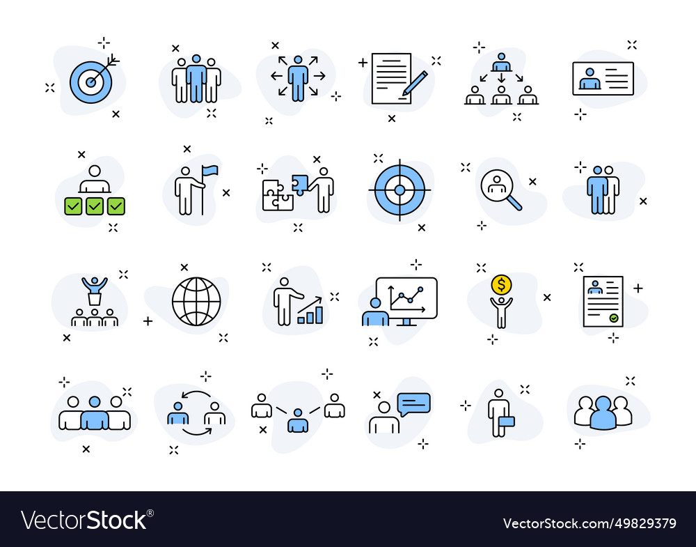 Set of 24 headhunting web icons in line style