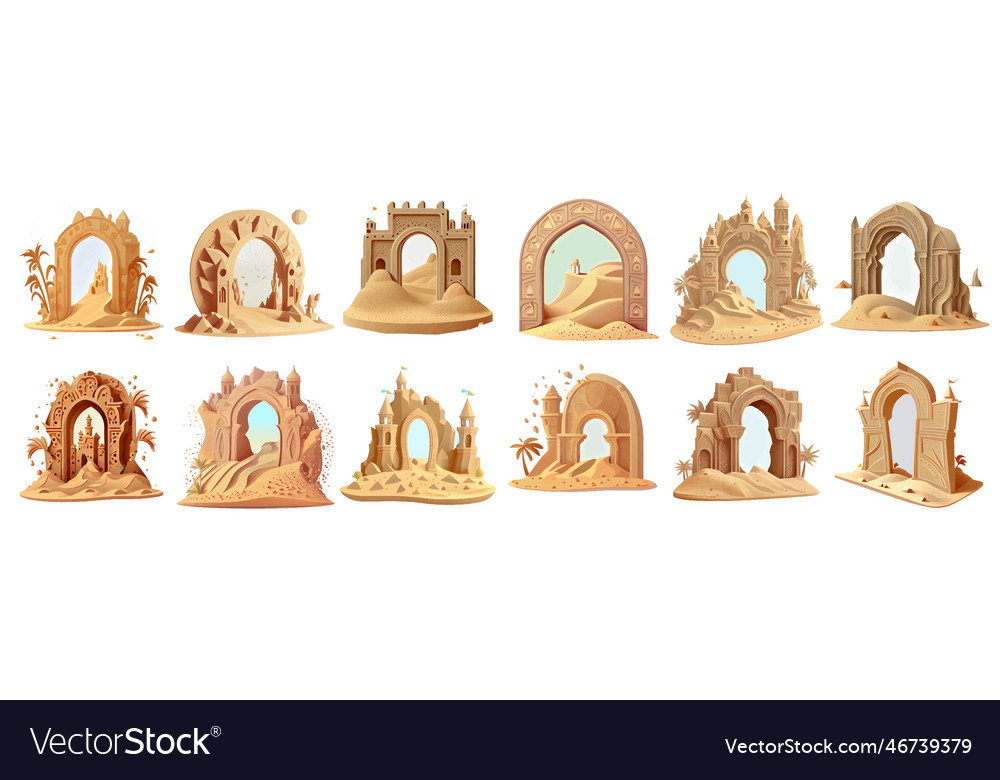 Set of portal ui game level up vector image Set of portal ui game level up