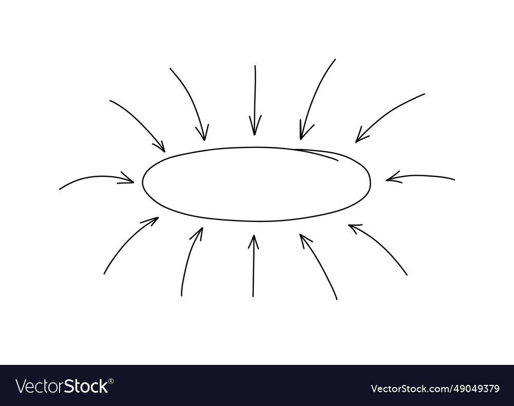 Thin line oval highlight with arrows pointing Vector Image Thin line oval highlight with arrows pointing