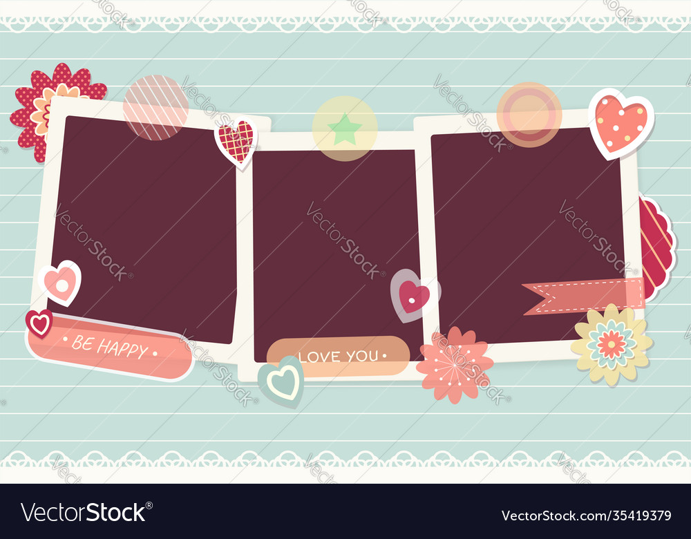 Valentine vintage background with retro photos