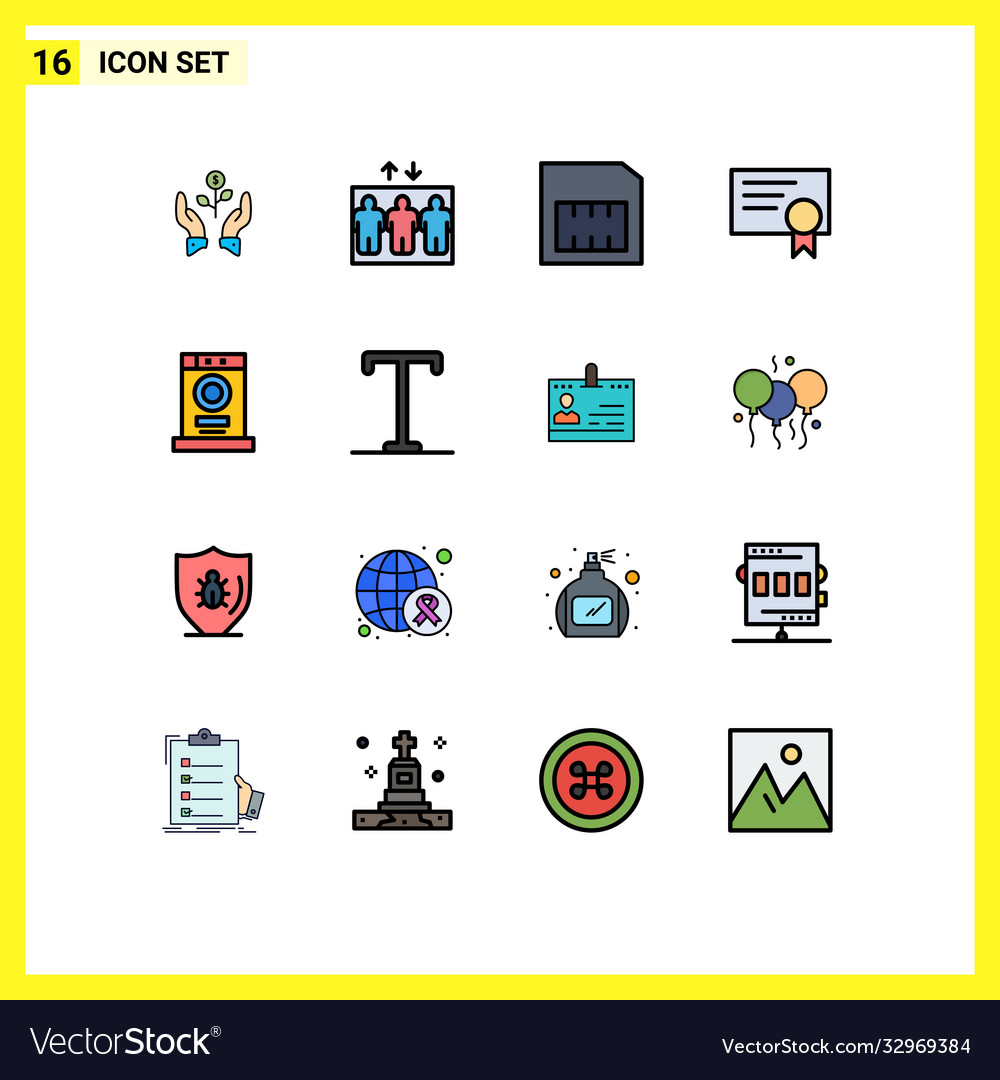 16 user interface flat color filled line pack
