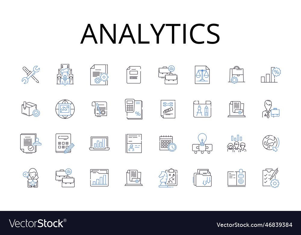 Analytics line icons collection data mining