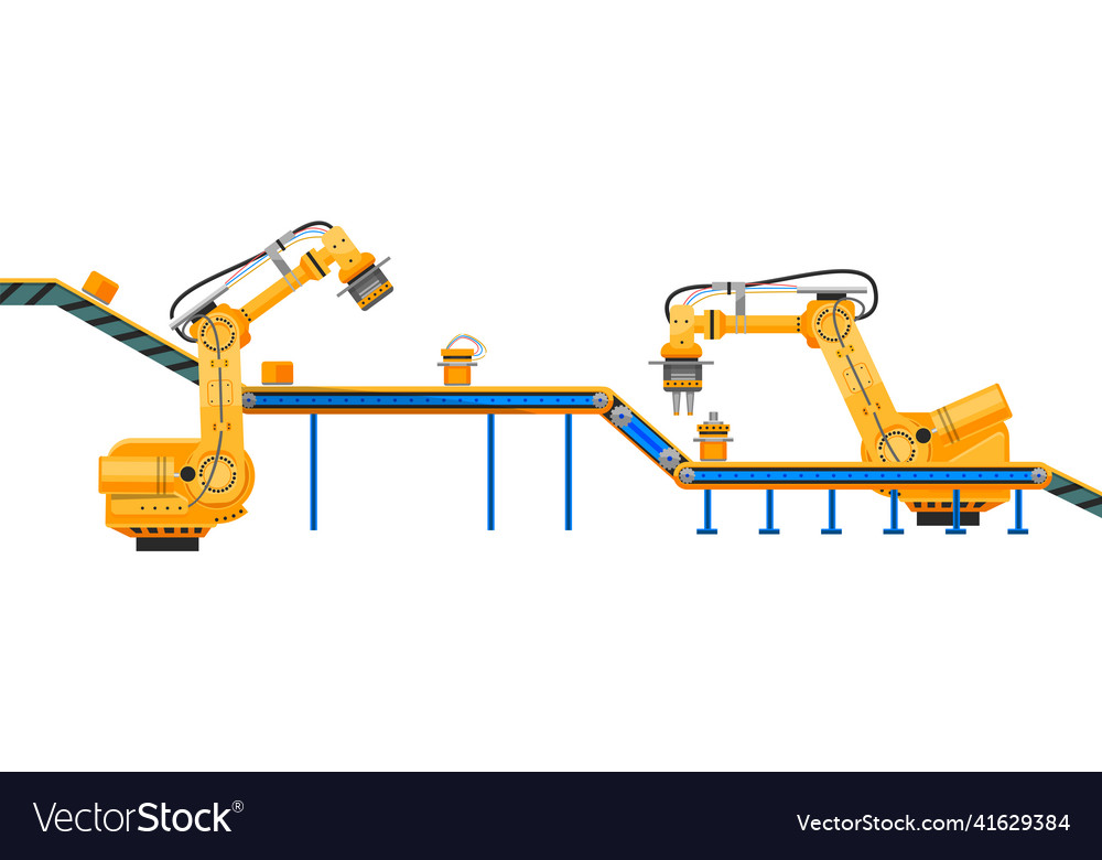 Automated robotic production line conveyor vector image Automated robotic production line conveyor