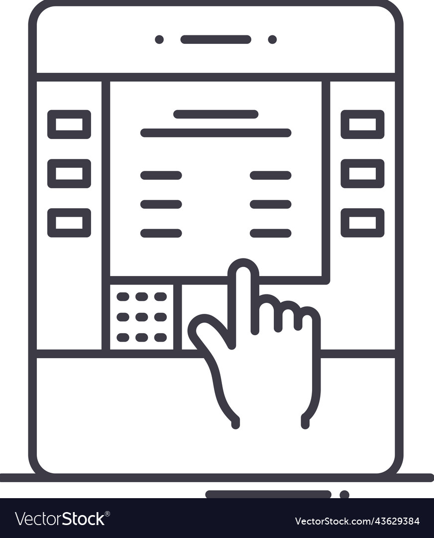 Automatic teller machine line icon outline symbol