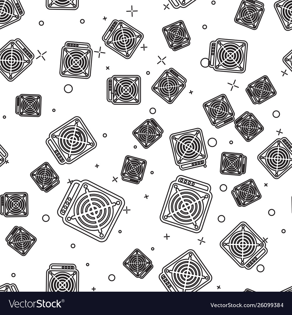 Black asic miner icon isolated seamless pattern vector image Black asic miner icon isolated seamless pattern