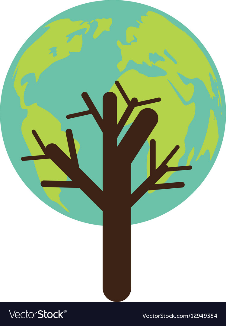 Colorful tree with leaves in shape earth world Vector Image