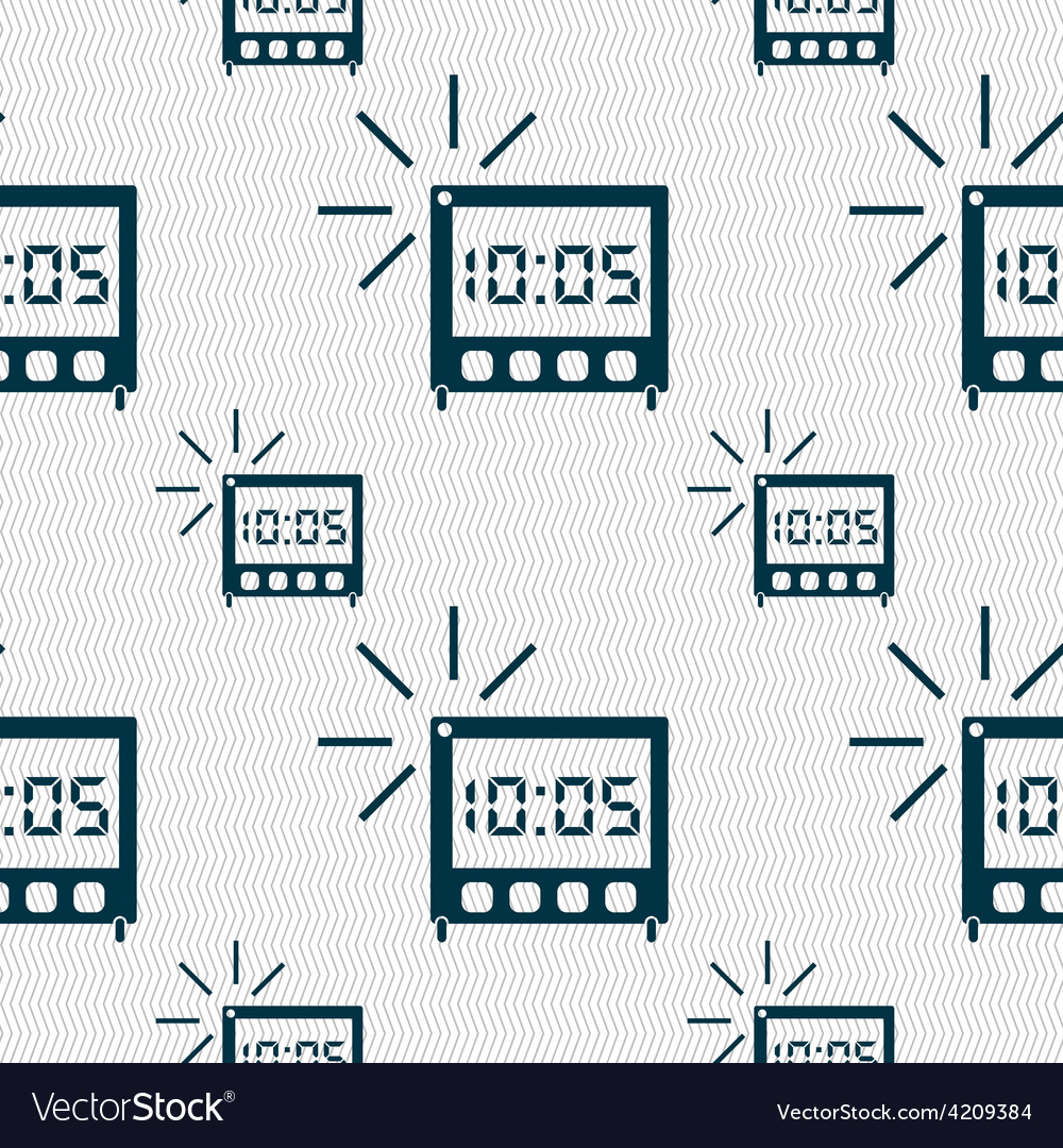Digital alarm clock icon sign seamless pattern