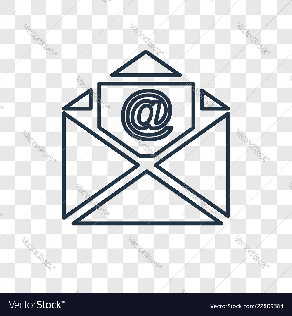 Email concept linear icon isolated on transparent vector image Email concept linear icon isolated on transparent