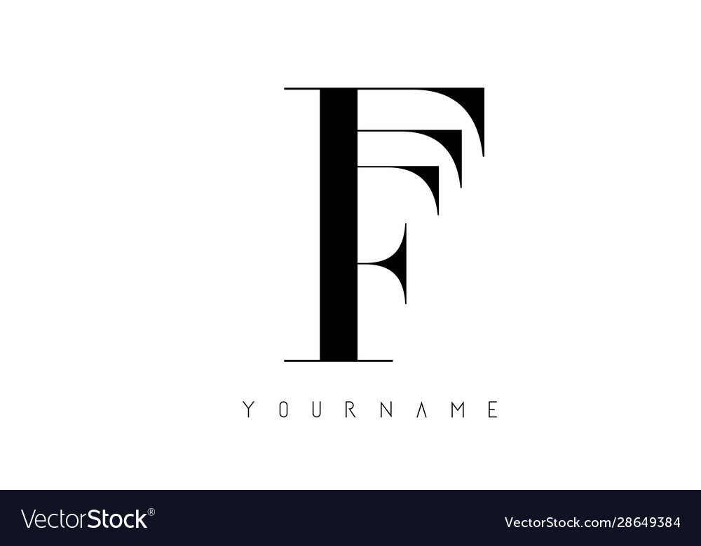 F Buchstaben-Logo mit grafischen eleganten schwarzen Linien