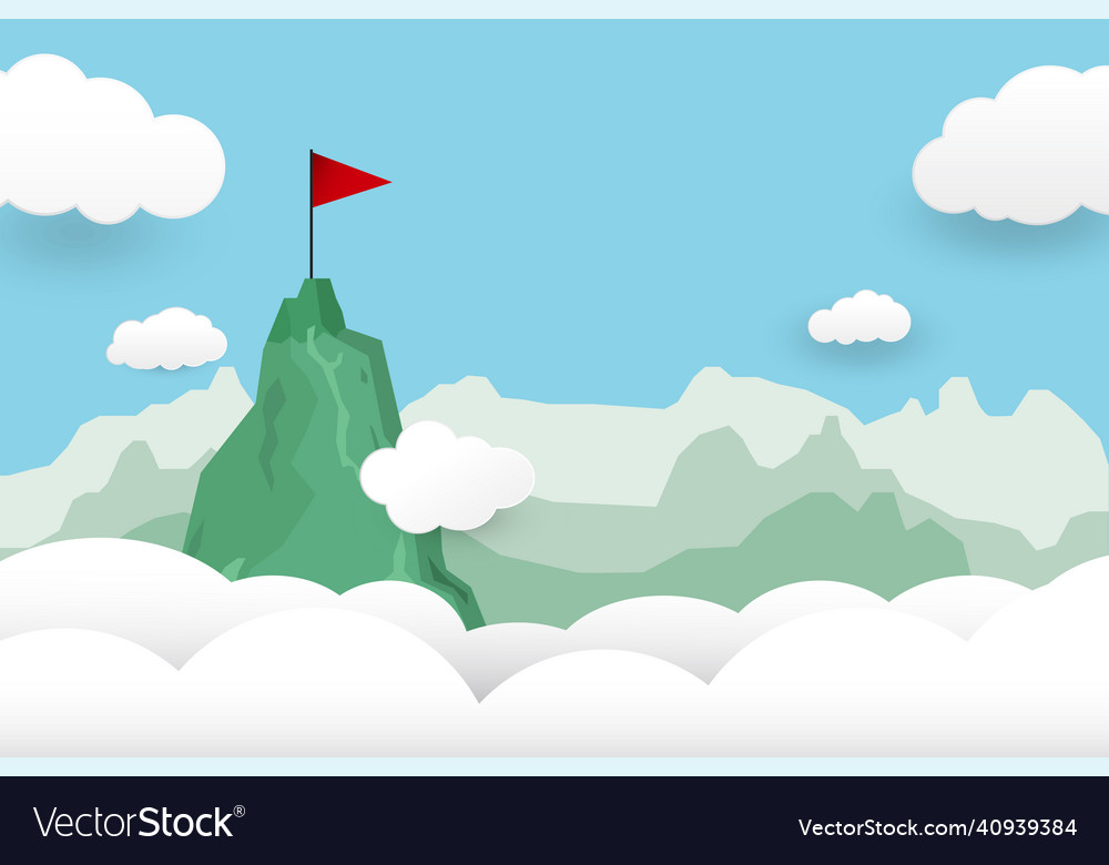 Flag on the mountain leadership teamwork