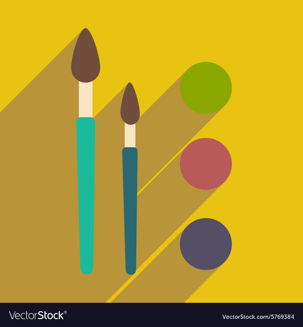 Flat with shadow icon and mobile application brush