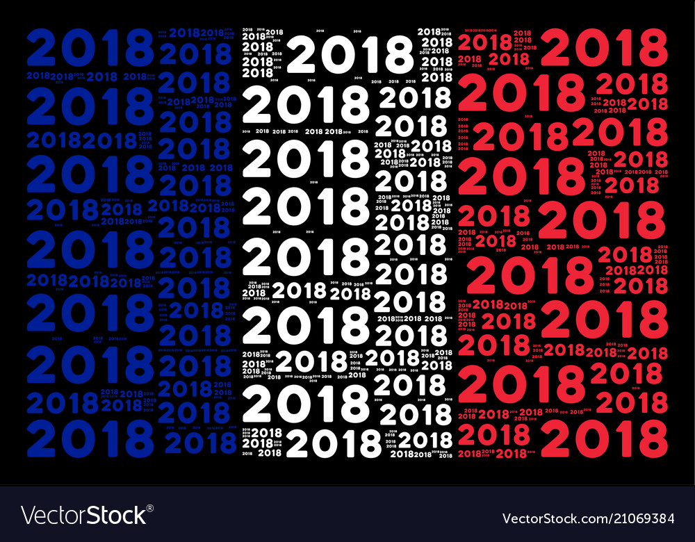 France flag mosaic of 2018 year text items Vector Image