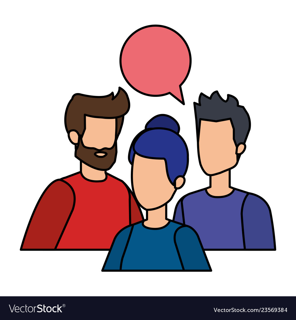 Group of people with speech bubble characters