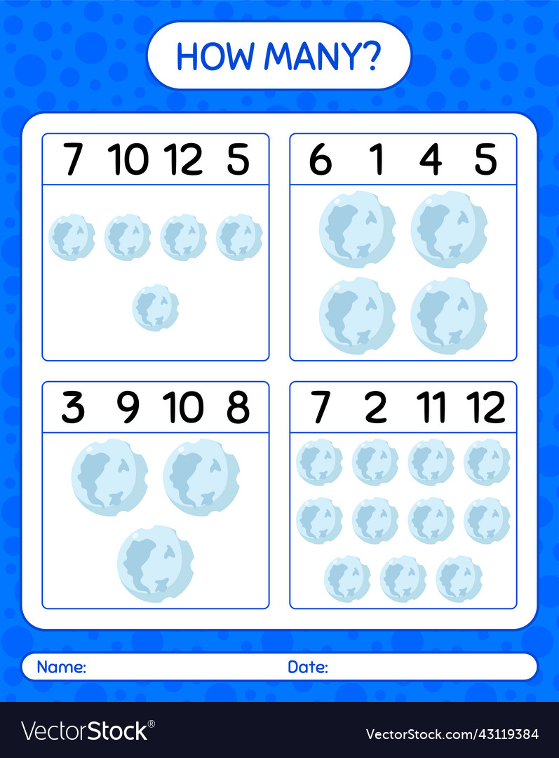 How many counting game with full moon worksheet vector image How many counting game with full moon worksheet