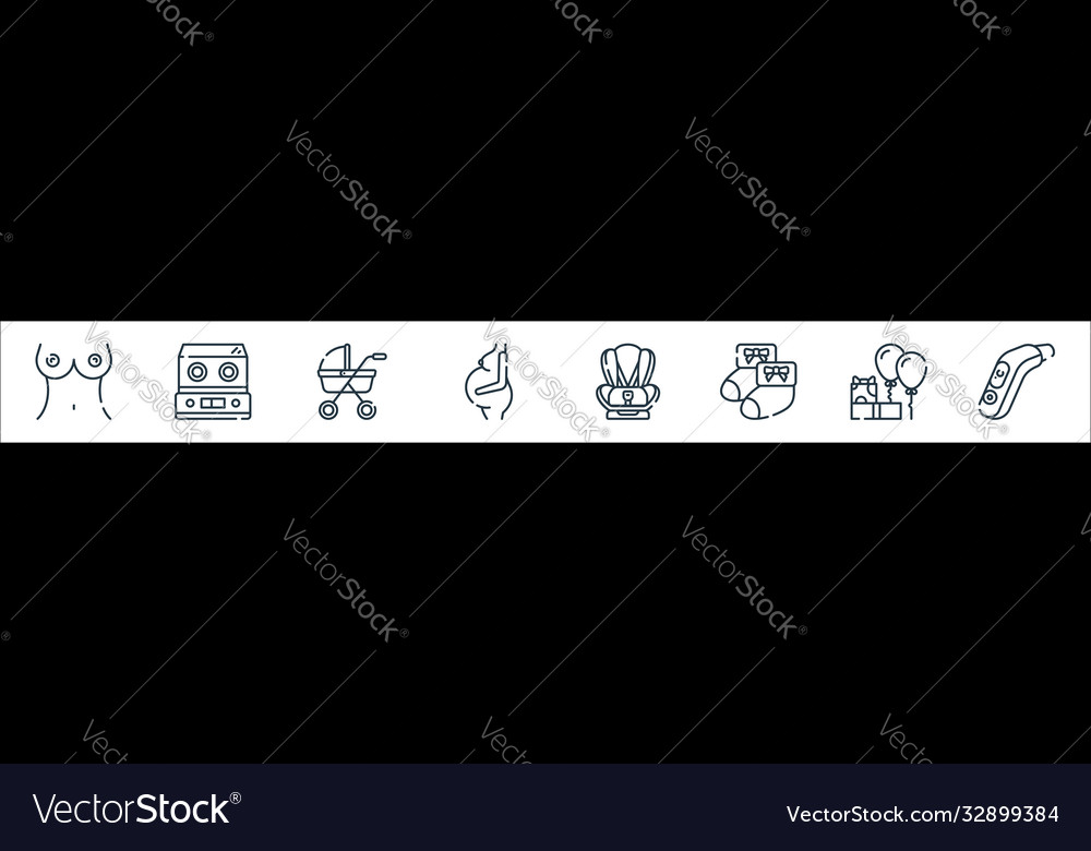 Maternity line icons linear set quality vector image Maternity line icons linear set quality