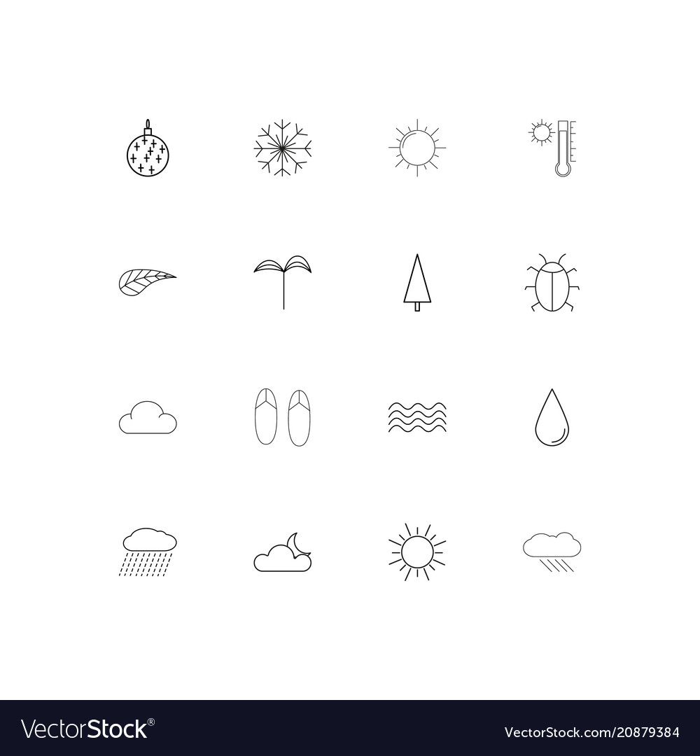 Nature linear thin icons set outlined simple