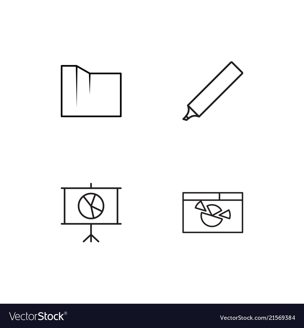 Office linear icons set simple outline