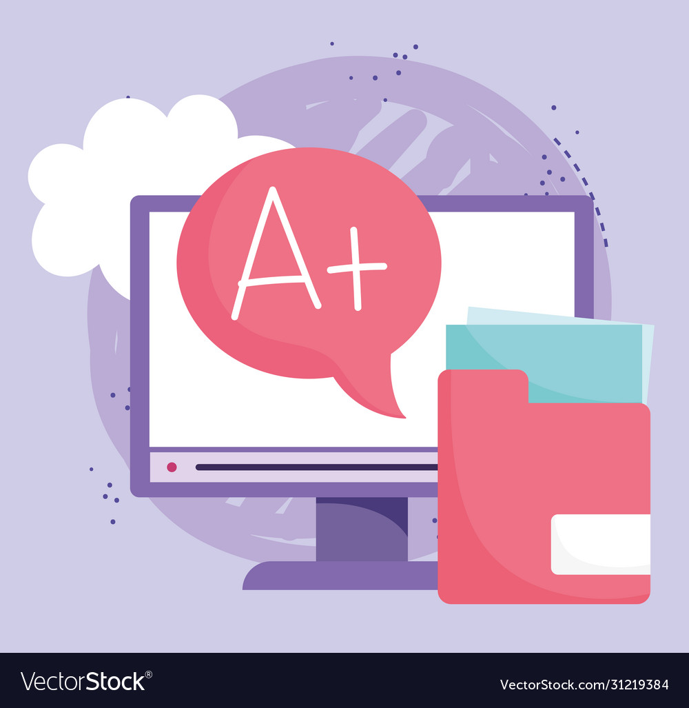 Online education computer folder file data score Vector Image Online education computer folder file data score