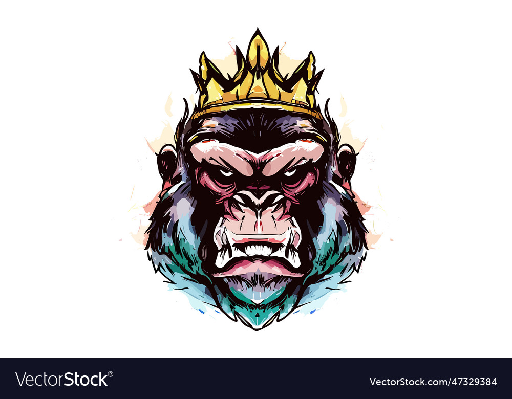 Power unleashed crowned ape Royalty Free Vector Image