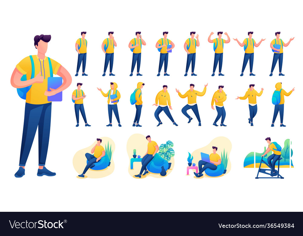 Presentation in various poses and actions vector image Presentation in various poses and actions
