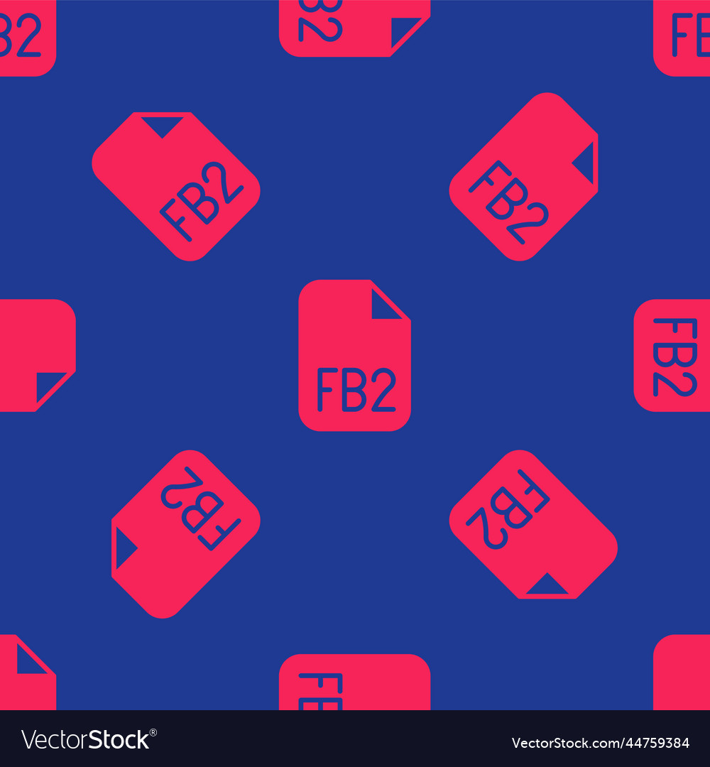 Red fb2 file icon isolated seamless pattern