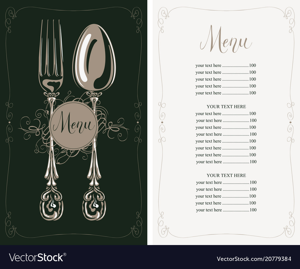 Restaurant Menu With Price List Fork And Spoon Vector Image