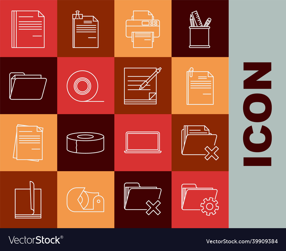 Set line folder settings with gears delete vector image Set line folder settings with gears delete