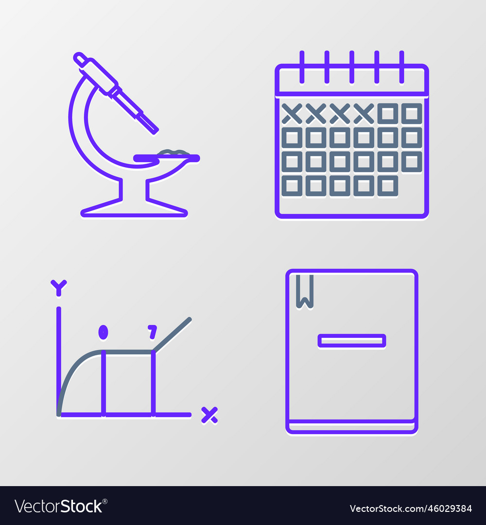 Set line notebook pie chart infographic calendar vector image Set line notebook pie chart infographic calendar