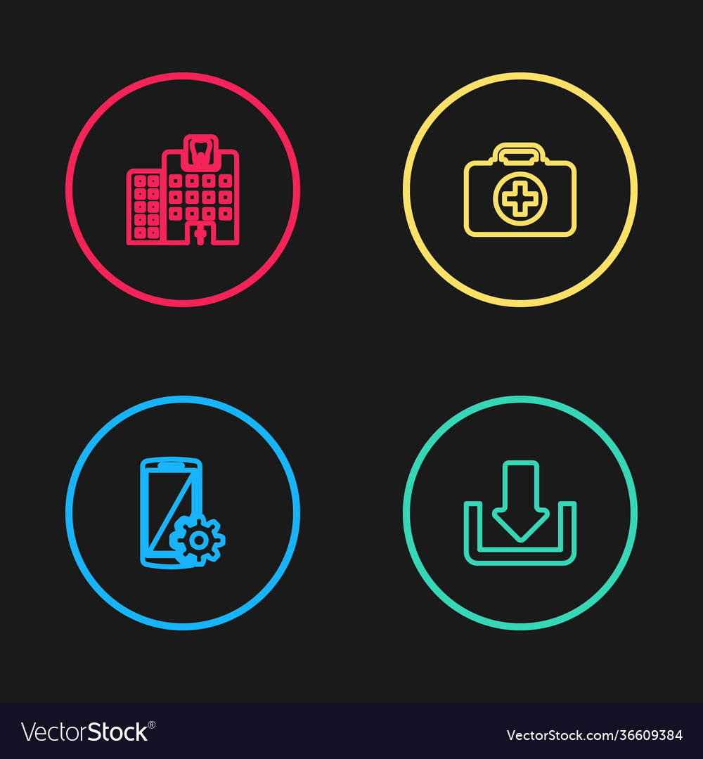 Set line setting on smartphone download first vector image Set line setting on smartphone download first