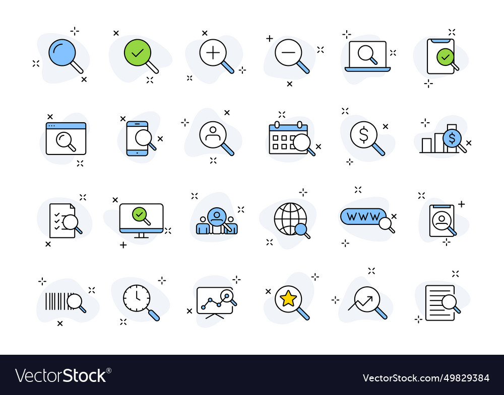 Set of 24 search web icons in line style seo Vector Image Set of 24 search web icons in line style seo