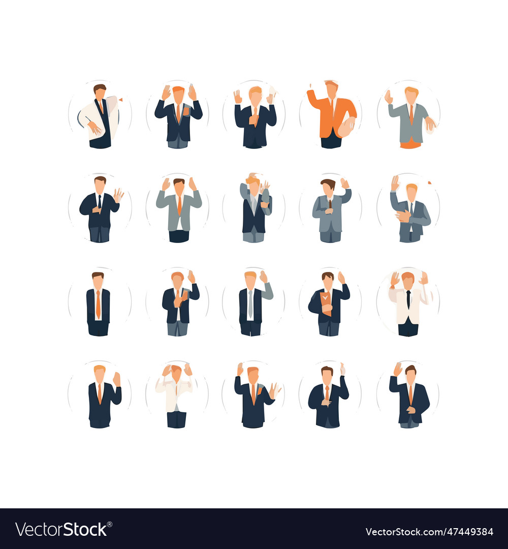 Set of hands showing different gestures palm