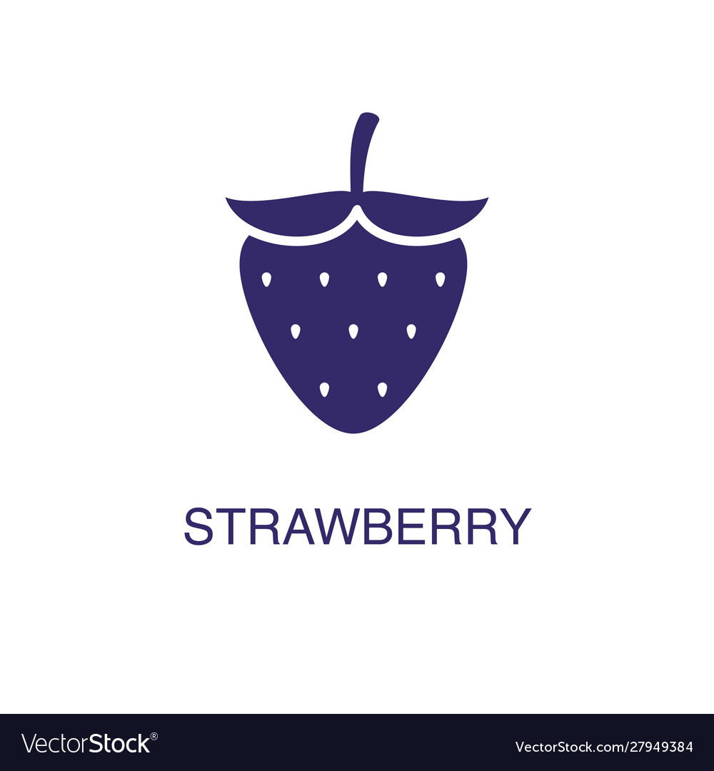 Strawberry element in flat simple style on white