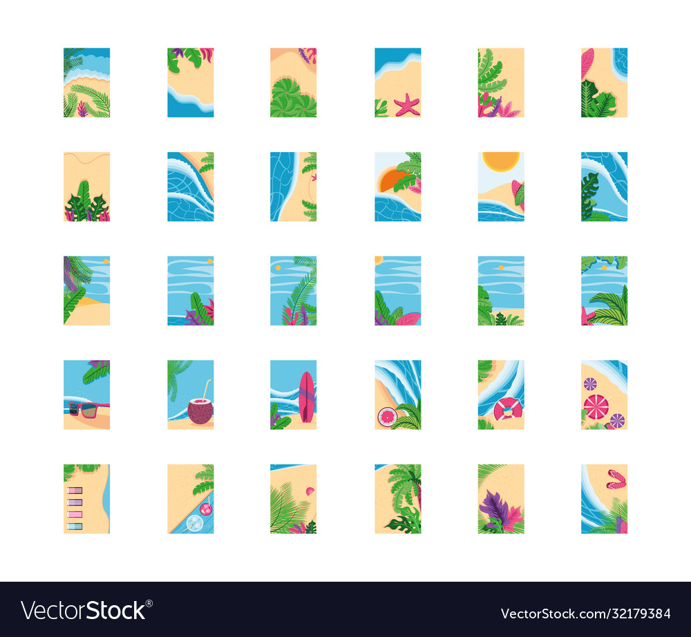 Summer backgrounds top view detailed style frames