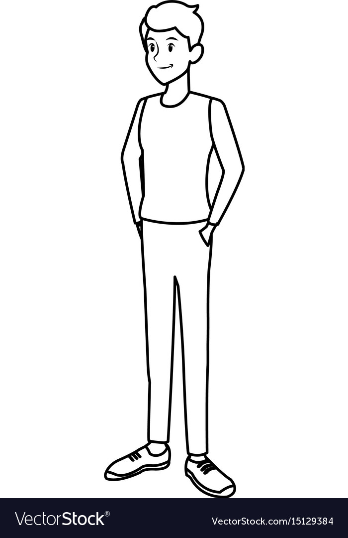 Young man in casual clothes standing Royalty Free Vector